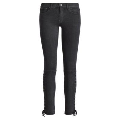 Ralph Lauren Lace-up Tompkins Skinny Jean Black