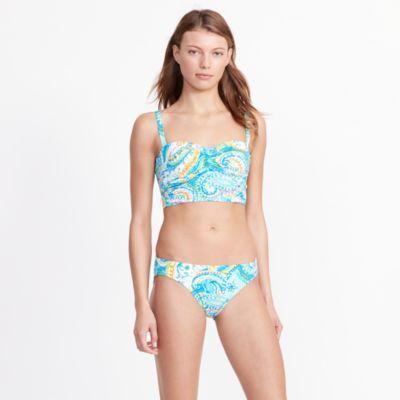 Ralph Lauren Paisley Cropped Bikini Top Blue