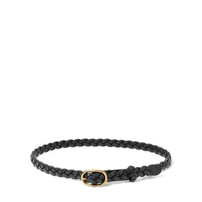 Ralph Lauren Skinny Braided Vachetta Belt Black
