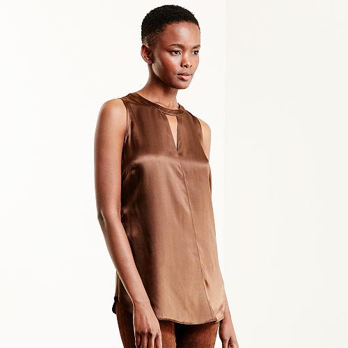 Ralph Lauren Lauren Silk Sleeveless Top Brown