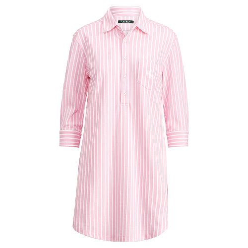 Ralph Lauren Lauren Striped Piqu Sleep Shirt Stripe-pink