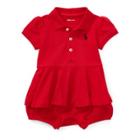 Ralph Lauren Mesh Peplum Polo Romper Rl2000 Red 9m