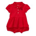 Ralph Lauren Mesh Peplum Polo Romper Rl2000 Red 9m