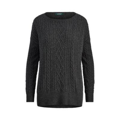 Ralph Lauren Cable-knit Boatneck Sweater Dark Gents Heather