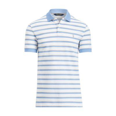 Ralph Lauren Custom Fit Performance Polo White/blue/lt Grey Hthr
