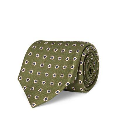 Ralph Lauren Floral-print Silk Narrow Tie Green