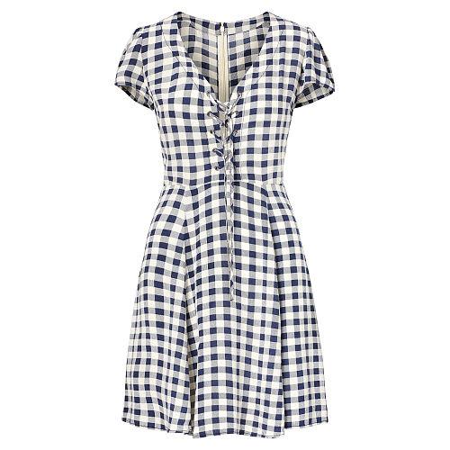 Ralph Lauren Denim & Supply Checked Lace-up Dress Navy Check