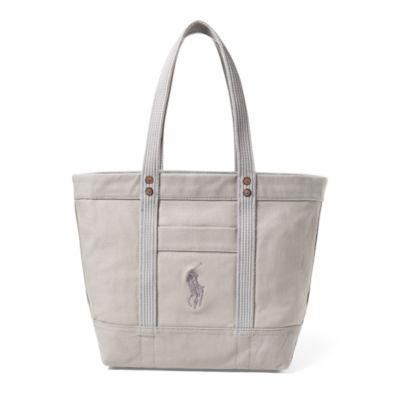 Ralph Lauren Canvas Big Pony Tote Light Gray