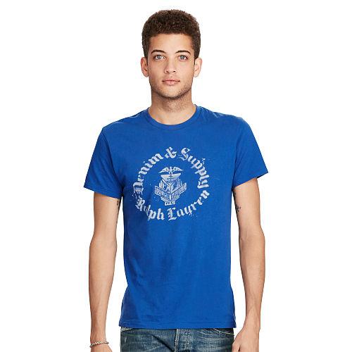 Ralph Lauren Denim & Supply Cotton Jersey Graphic Tee St Tropez Blue