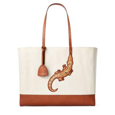 Ralph Lauren Crocodile Patch Modern Tote Cream