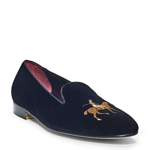 Ralph Lauren Collis Velvet Horse Slipper Navy