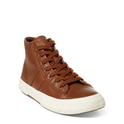 Ralph Lauren Tremayne Nappa Leather Sneaker Deep Polo Tan