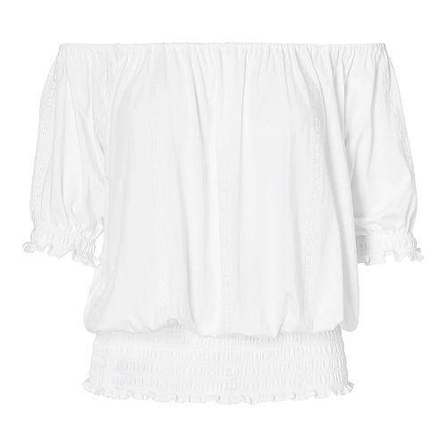 Ralph Lauren Lauren Smocked Off-the-shoulder Top White