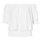Ralph Lauren Lauren Smocked Off-the-shoulder Top White