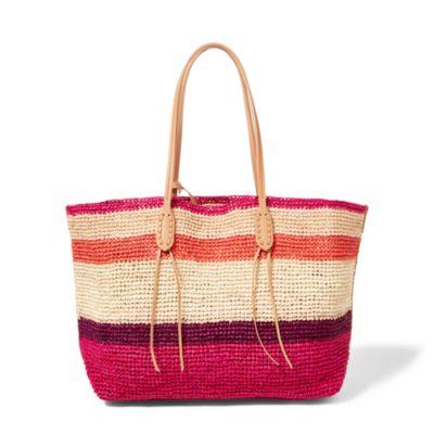 Ralph Lauren Striped Raffia Tote Red Multi