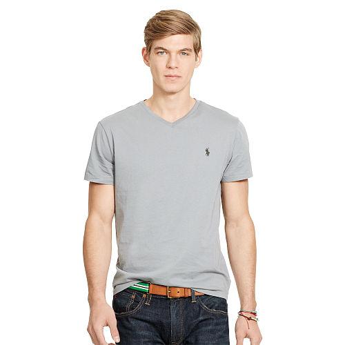 Polo Ralph Lauren Cotton Jersey V-neck T-shirt Museum Grey