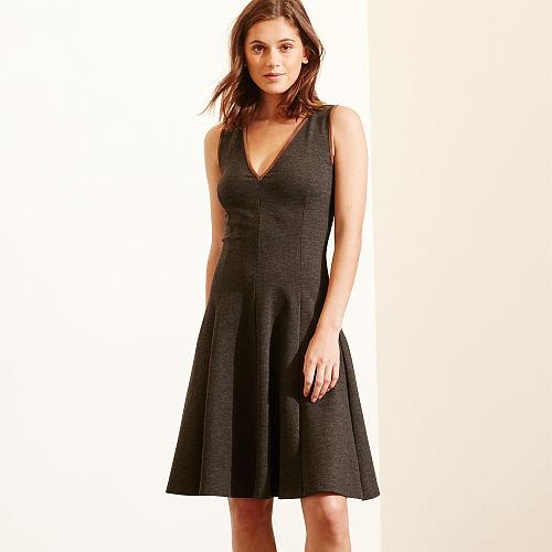 Ralph Lauren Lauren Fit-and-flare Ponte Dress Grey