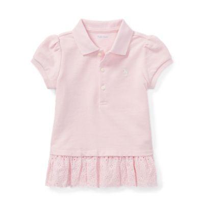 Ralph Lauren Eyelet-hem Mesh Polo Shirt Hint Of Pink 24m