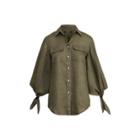 Ralph Lauren Tied-sleeve Linen Blouse Sage Moss