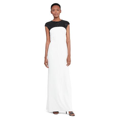 Ralph Lauren Lauren Cutout Jersey Gown Black-black Shine