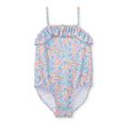 Ralph Lauren Floral One-piece Swimsuit White/blue/multi 9m
