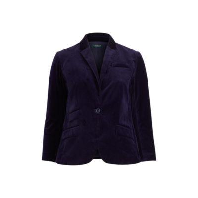 Ralph Lauren Stretch Velvet Blazer Rl Navy