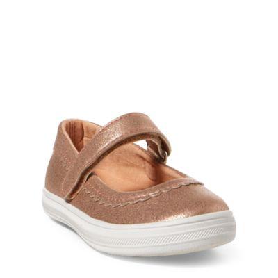 Ralph Lauren Faux-leather Mary Jane Sneaker Pale Pink Shimmer