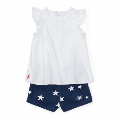 Ralph Lauren Cotton Top & Star Short Set White 3m