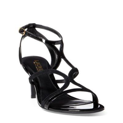 Ralph Lauren Gilah Suede-patent Sandal Black/black