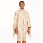 Ralph Lauren Lauren Fringed Tartan Poncho Camel/cream