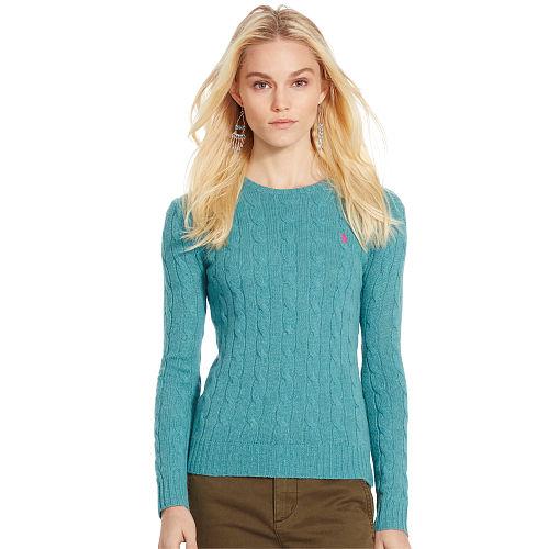 Polo Ralph Lauren Wool Blend Crewneck Sweater Aqua Melange