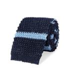 Ralph Lauren Striped Knit Linen-cotton Tie Navy/blue