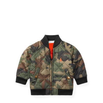 Ralph Lauren Camo Quilted Baseball Jacket Green Camo 18m