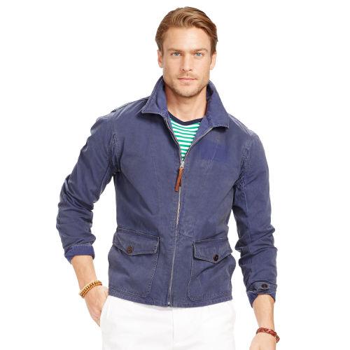 Polo Ralph Lauren Cotton Canvas Flight Jacket Wenrick Blue