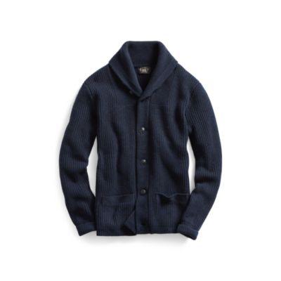 Ralph Lauren Cashmere Shawl-collar Cardigan Blue Black