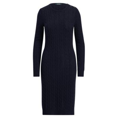 Ralph Lauren Cable-knit Sweater Dress Rl Navy