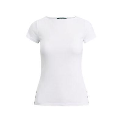 Ralph Lauren Buttoned Cotton Boatneck Top White