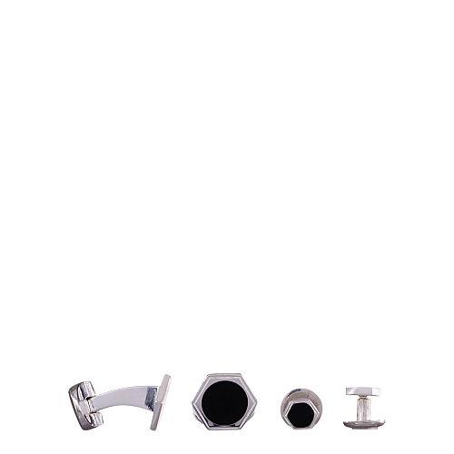 Ralph Lauren Hexagon Cuff Links & Stud Set Black/silver
