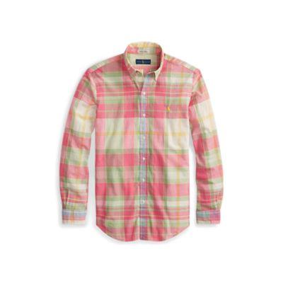 Ralph Lauren Classic Fit Madras Shirt Fuchsia/lime Multi 1x Big