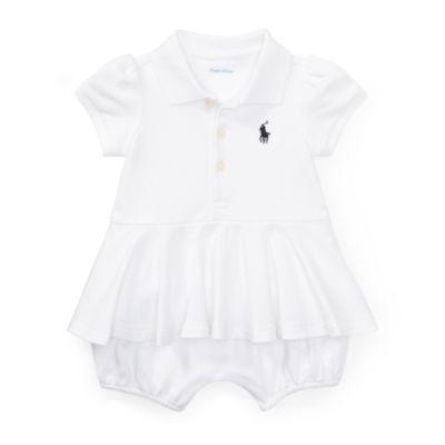Ralph Lauren Mesh Peplum Polo Romper White 24m