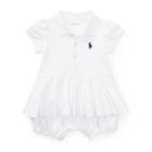 Ralph Lauren Mesh Peplum Polo Romper White 24m
