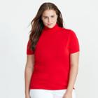 Ralph Lauren Lauren Woman Jersey Short-sleeve Turtleneck Brilliant Red