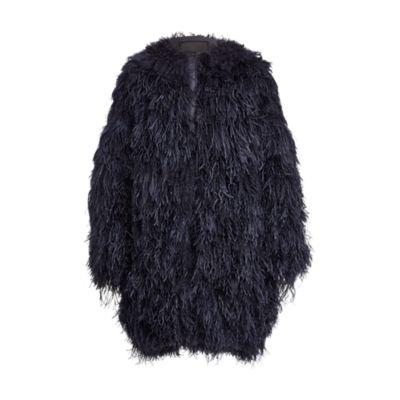 Ralph Lauren Veronica Ostrich-feather Coat Night Blue