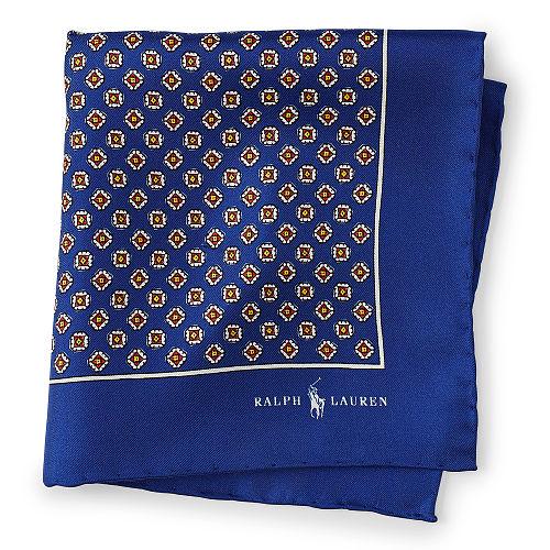 Polo Ralph Lauren Patterned Silk Pocket Square Royal