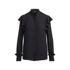 Ralph Lauren Ruffled Georgette Shirt Polo Black Sp
