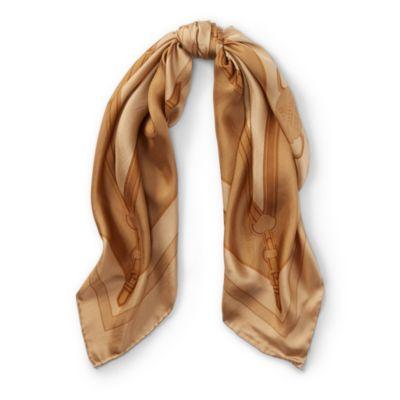 Ralph Lauren Gwen Bridle-print Silk Scarf Camel