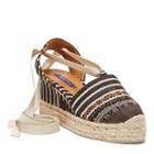 Ralph Lauren Uma Striped Linen Espadrille Brown/beige Multi