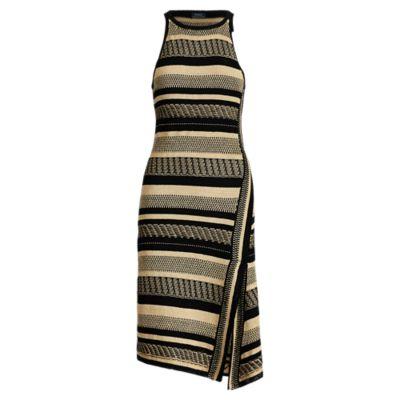 Ralph Lauren Linen-cotton Wrap Dress Tan/black