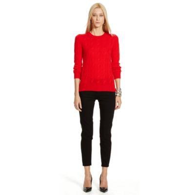 Ralph Lauren Cable-knit Cashmere Sweater Poppy Red