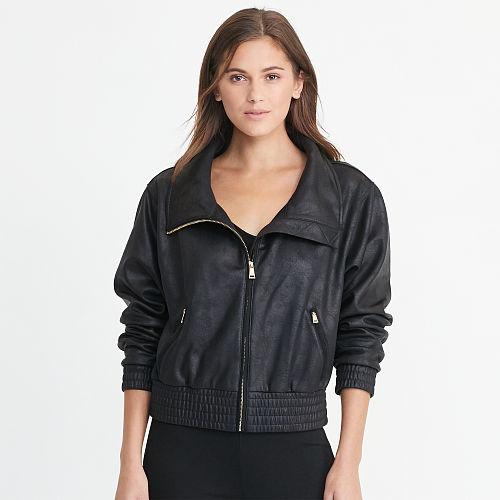 Ralph Lauren Lauren Petite Coated French Terry Jacket Black